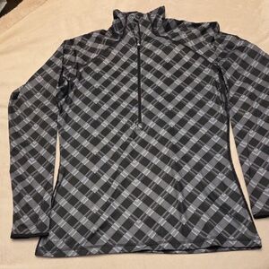 EUC Women's Nike Pro Black and Gray Zip-Up Top, Size L